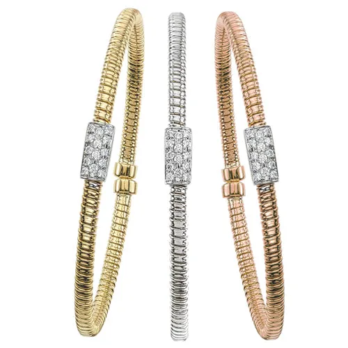 18k White Gold Diamond Flex Cuff Bracelet (I5898)