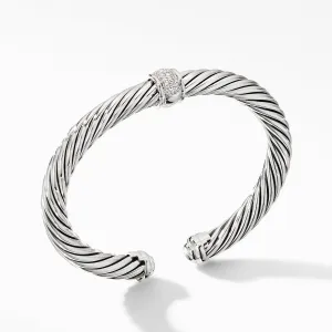 Cable Classic Center Station Bracelet with Pave Diamonds