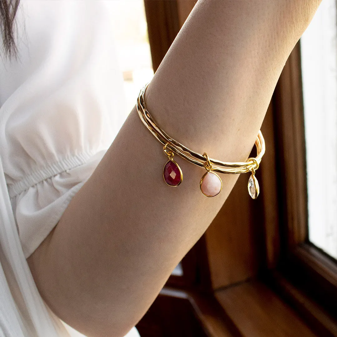 Garnet Charm Bangle Silver | January