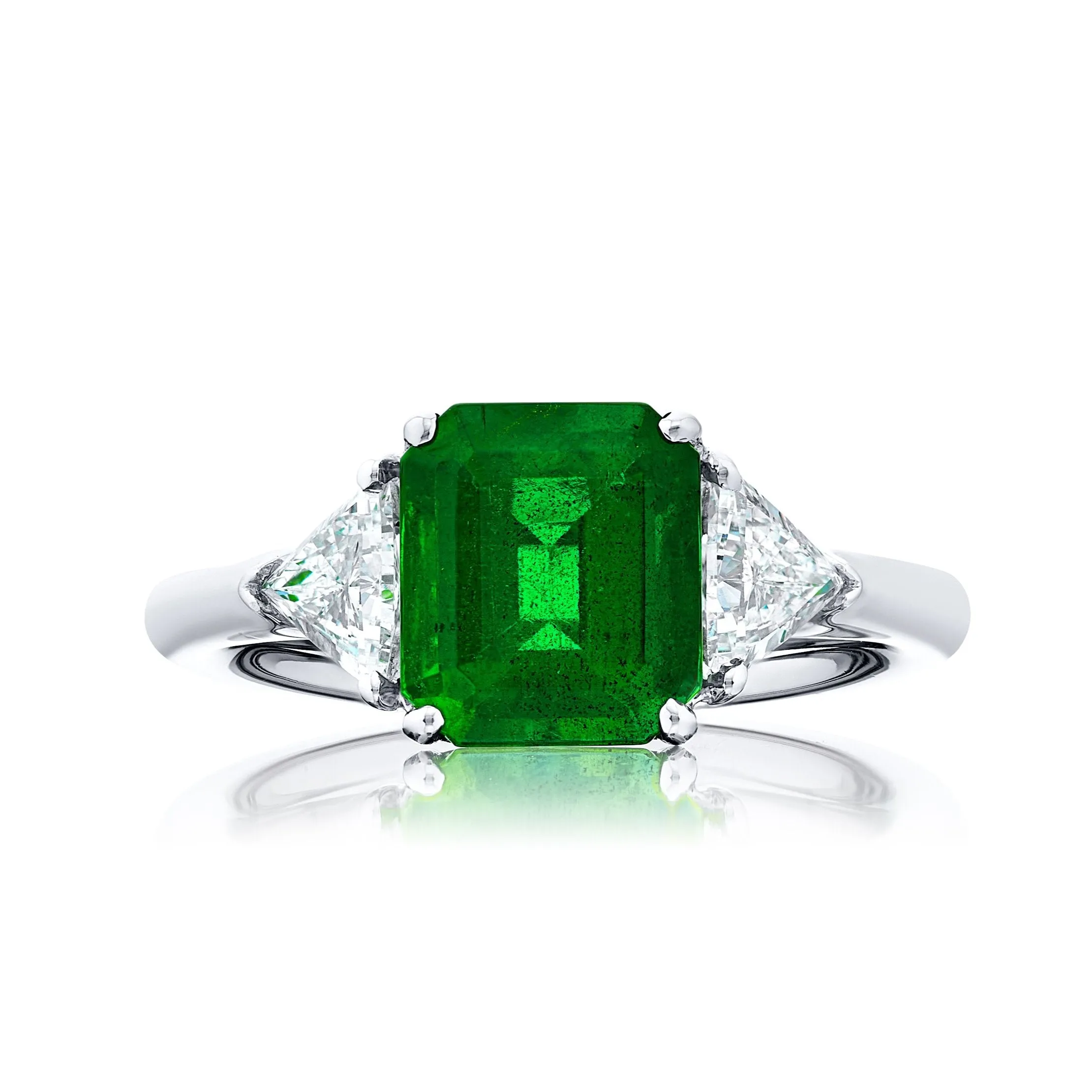 JB Star Emerald & Triangle Diamond Ring Platinum