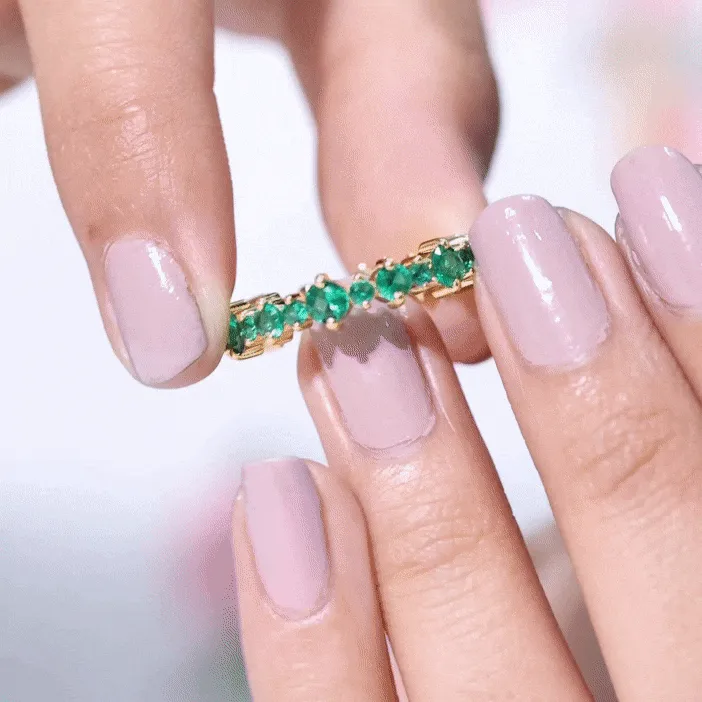 Lab Grown Emerald Eternity Anniversary Band Ring