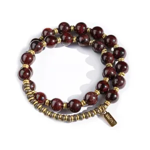 Love, Genuine Garnet Gemstone 27 Beads Mala Bracelet