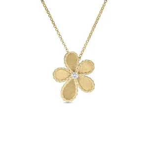 Roberto Coin Diamond Flower Necklace in 18K Yellow Gold