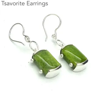 Tsavorite Garnet Earrings, 925 Sterling Silver